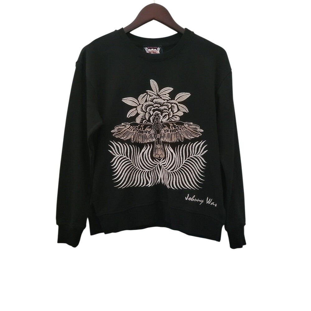 Johnny Was Pajaro Embroidered Black  Sweatshirt Size XS
